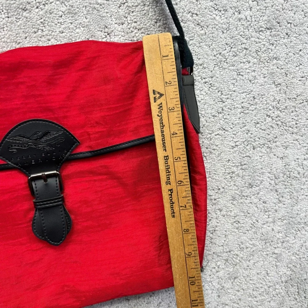 VINTAGE Perry Ellis America Messenger Bag Red Nylon Crossbody Eagle Logo